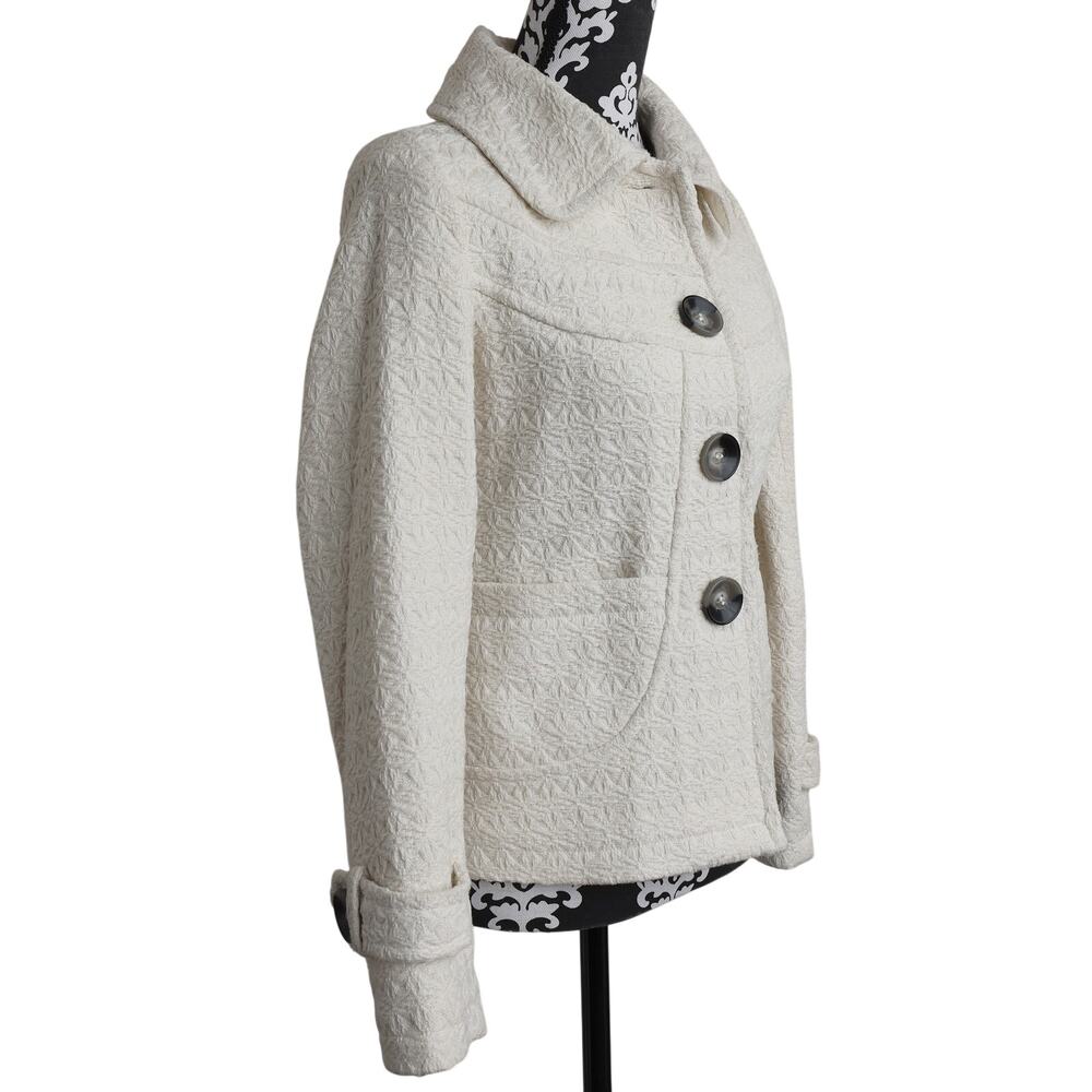 Women's Cream Preppy Twee Charlotte Russe Lined Button Up Jacket - S - Picture 7 of 11